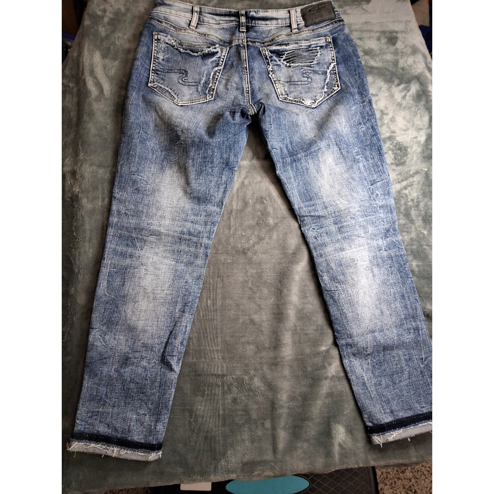 Silver Jeans Co Kenni Mid Rise Distressed Boyfriend Jeans W31 L27 L27158SCS346 - Picture 7 of 10